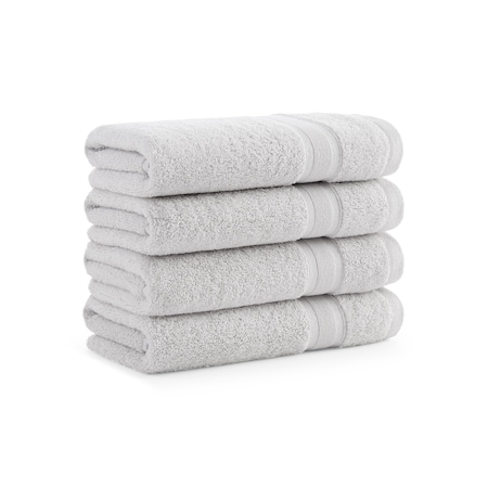 Monarch Brands Aegean Recycled Hand Towels 18in x 30in - Solid, Light Gray, 4PK P-HT-RO-1830-LG